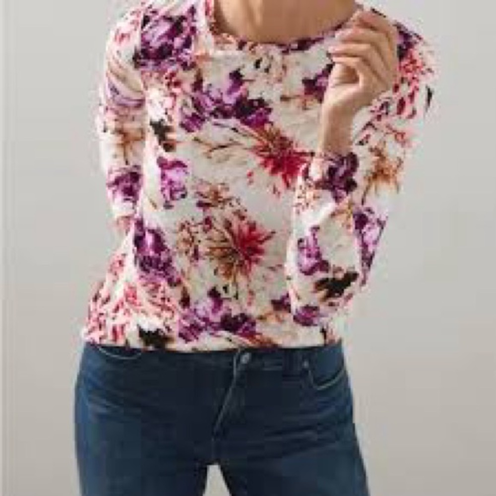 CHICO’S Touch Of Cool Wild Floral Layering Tee Size 3 (U.S. Size XL)